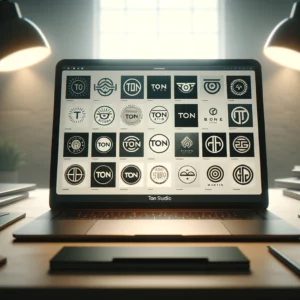 Image montrant la création de logo sur un laptop